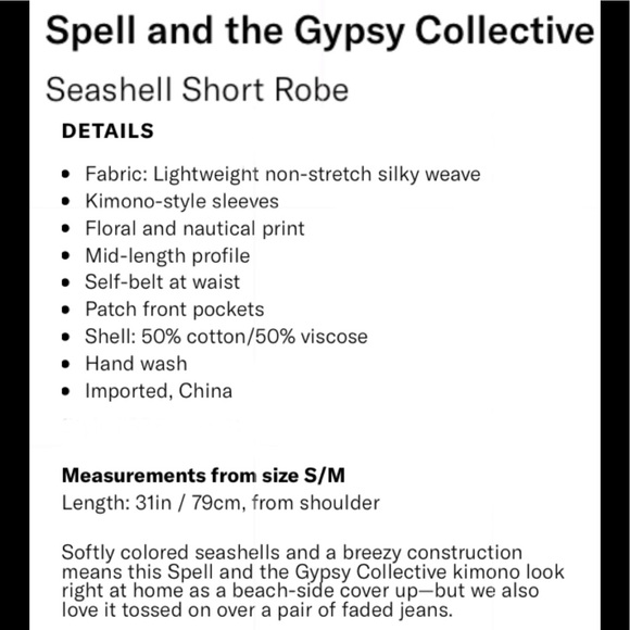 Spell Seashell Kimono Short Robe - Picture 2 of 8